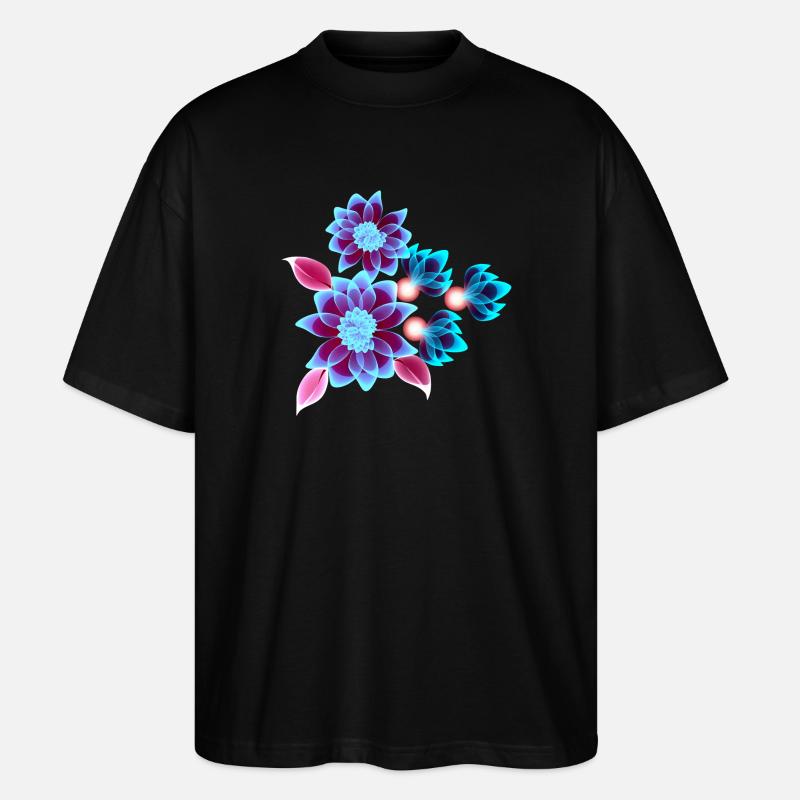 Hypnotische Blumen - Neonblumen - Stanley/Stella Oversized Unisex Bio T-Shirt Blaster 2.0 - Schwarz