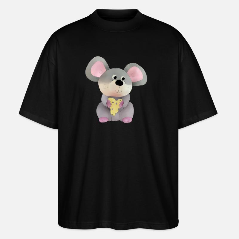 Maus mit Käse - Stanley/Stella Oversized Unisex Bio T-Shirt Blaster 2.0 - Schwarz