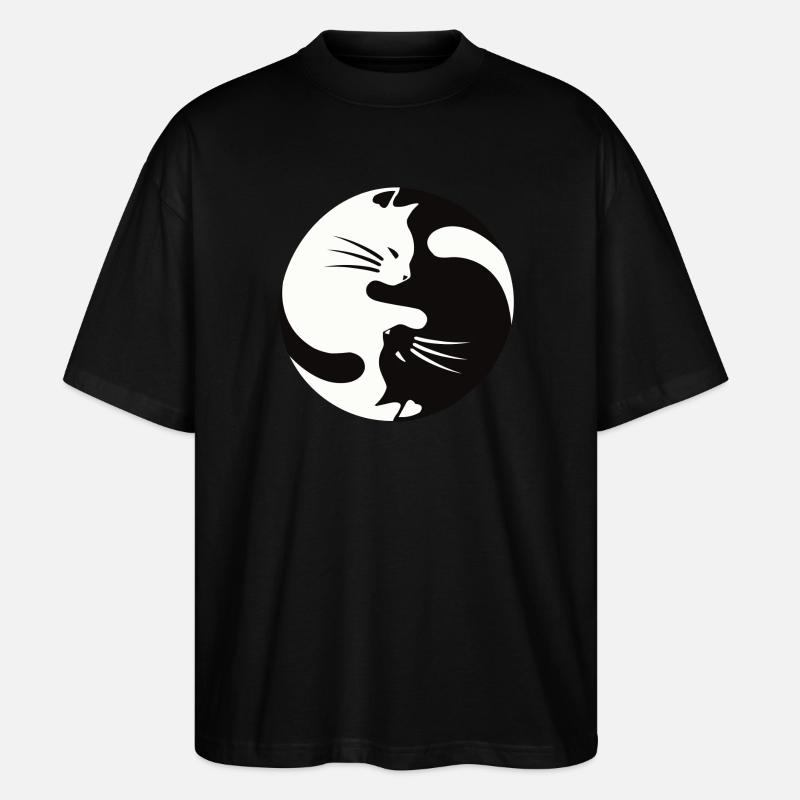 2 chats câlins, ying yang - T-shirt bio Blaster 2.0 coupe oversize Stanley/Stella Unisexe - noir