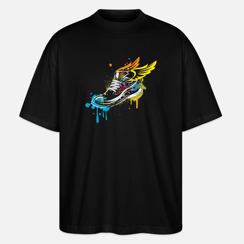 Sneaker graffiti with wings - Stanley/Stella Oversized Unisex Organic T-shirt Blaster 2.0 - black