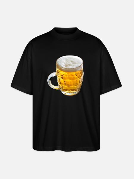 Goldenes Bierglas Motiv - Stanley/Stella Oversized Unisex Bio T-Shirt Blaster 2.0 - Schwarz