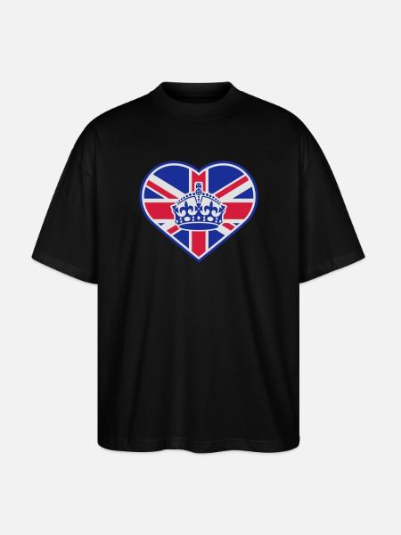 England Herz Krone - Stanley/Stella Oversized Unisex Bio T-Shirt Blaster 2.0 - Schwarz