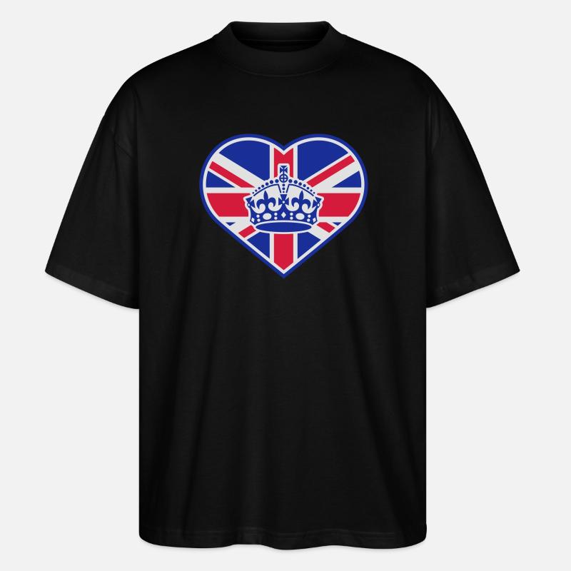 England Herz Krone - Stanley/Stella Oversized Unisex Bio T-Shirt Blaster 2.0 - Schwarz