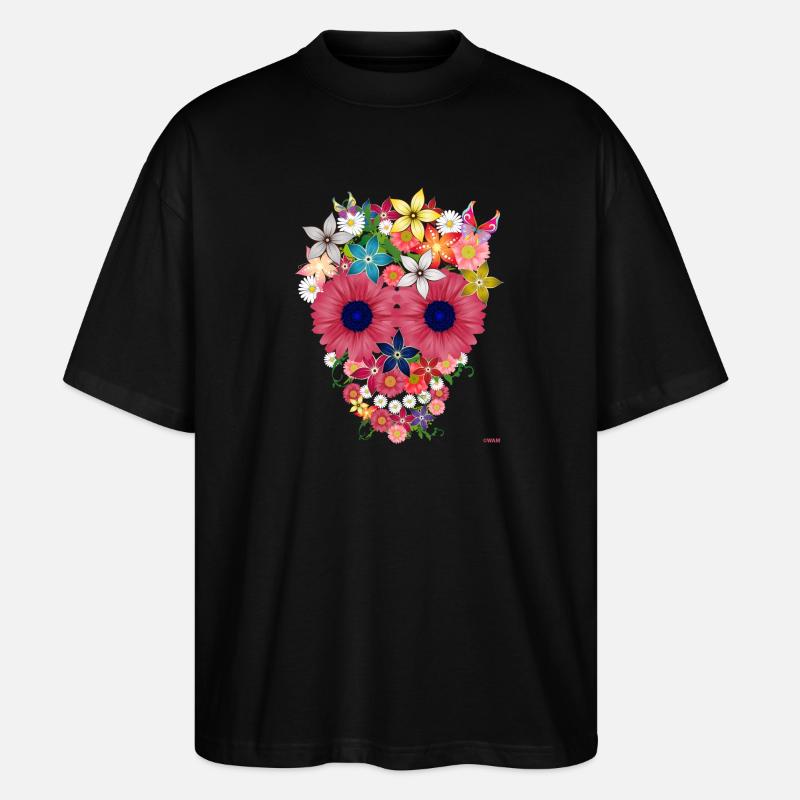 Skull flowers - Stanley/Stella Oversized Unisex Bio T-Shirt Blaster 2.0 - Schwarz