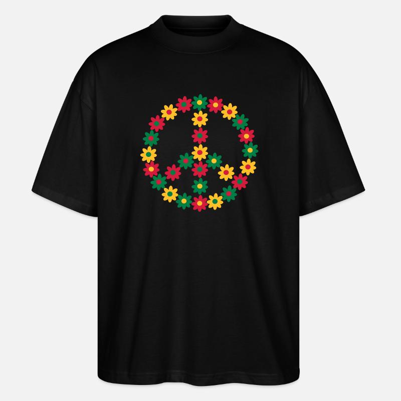 Rasta Friedenszeichen - Stanley/Stella Oversized Unisex Bio T-Shirt Blaster 2.0 - Schwarz