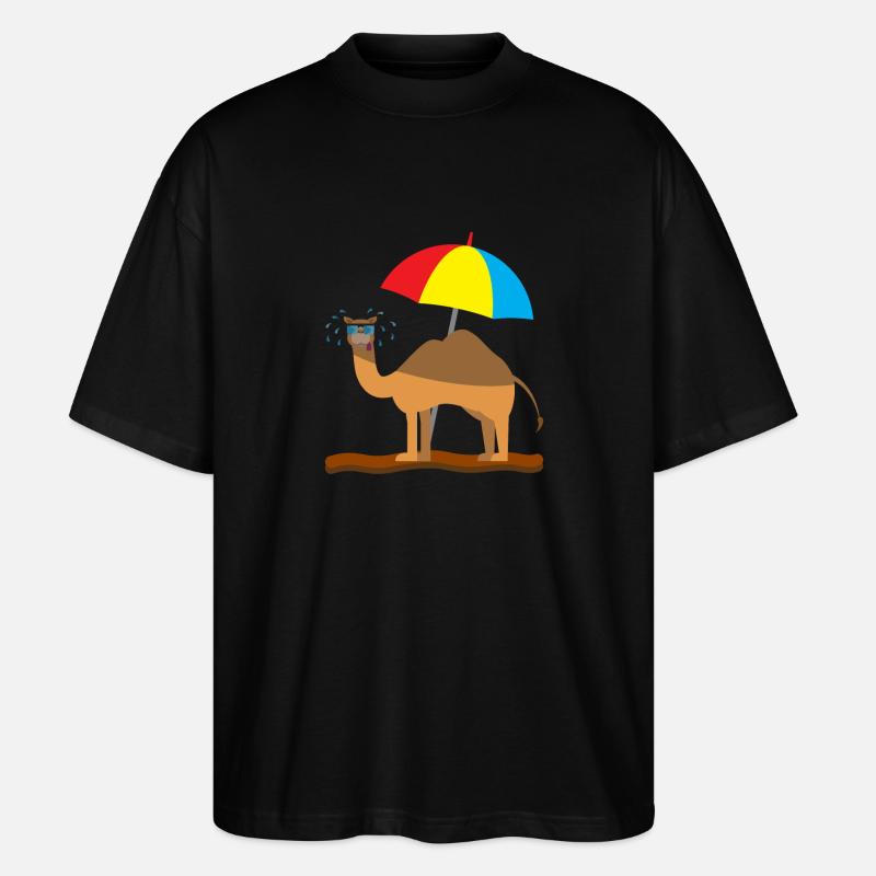 Kindershirt Kamel Kindermotiv schwitzendes Kamel - Stanley/Stella Oversized Unisex Bio T-Shirt Blaster 2.0 - Schwarz