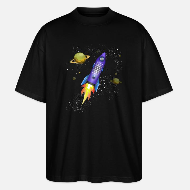 Fusée dans l'espace - T-shirt bio Blaster 2.0 coupe oversize Stanley/Stella Unisexe - noir