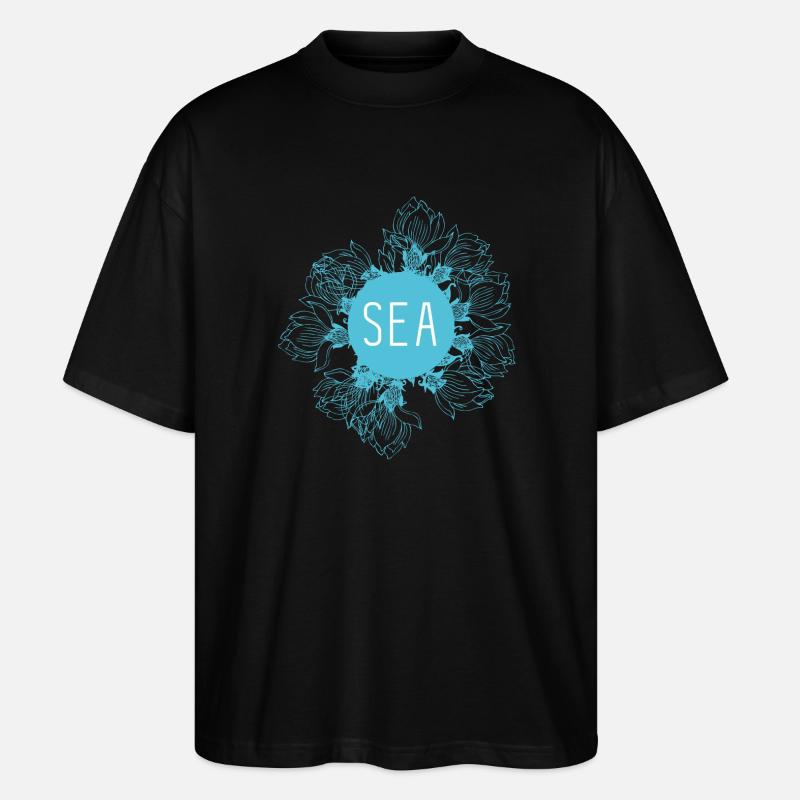 Meeresblüte Blau Seemotiv - Stanley/Stella Oversized Unisex Bio T-Shirt Blaster 2.0 - Schwarz