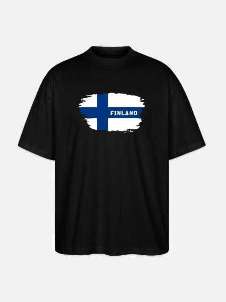 Finland Flag / Gift Helsinki Scandinavia - Stanley/Stella Oversized Unisex Organic T-shirt Blaster 2.0 - black