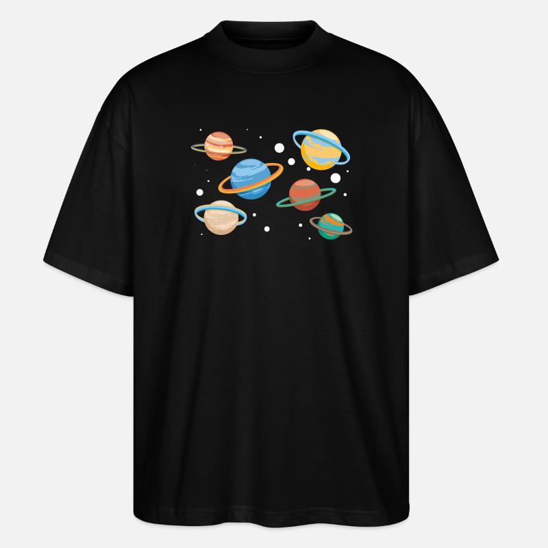 Saturn Planeten - Stanley/Stella Oversized Unisex Bio T-Shirt Blaster 2.0 - Schwarz