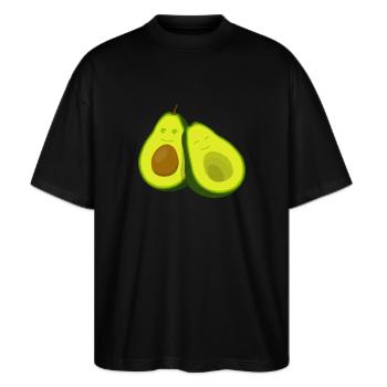 Kuschelige Avocadofreundschaft - Stanley/Stella Oversized Unisex Bio T-Shirt Blaster 2.0 - Schwarz - Vorne - Alina (178cm) & Michal (187cm)