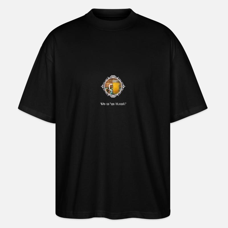 Häuserfrage mit Bierglas - Stanley/Stella Oversized Unisex Bio T-Shirt Blaster 2.0 - Schwarz