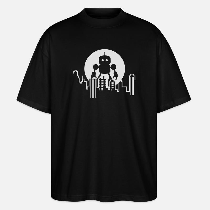 Futuristische Robot Skyline – Android - Stanley/Stella Oversized Unisex Bio T-Shirt Blaster 2.0 - Schwarz