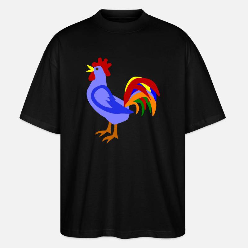 Farbenfroher Hahn im Kunstdesign - Stanley/Stella Oversized Unisex Bio T-Shirt Blaster 2.0 - Schwarz