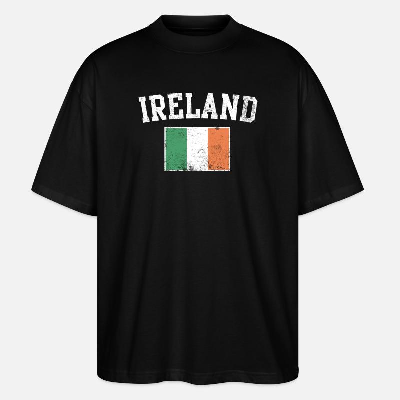 Ireland Flag Varsity Crest Tee - Stanley/Stella Oversized Unisex Organic T-shirt Blaster 2.0 - black