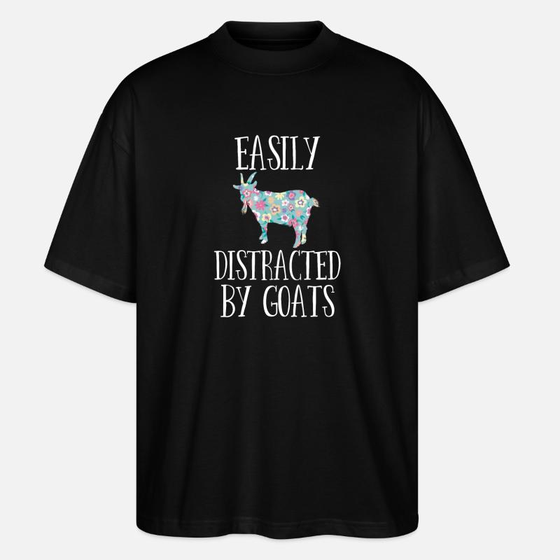 Facilement distrait par les chèvres - T-shirt bio Blaster 2.0 coupe oversize Stanley/Stella Unisexe - noir