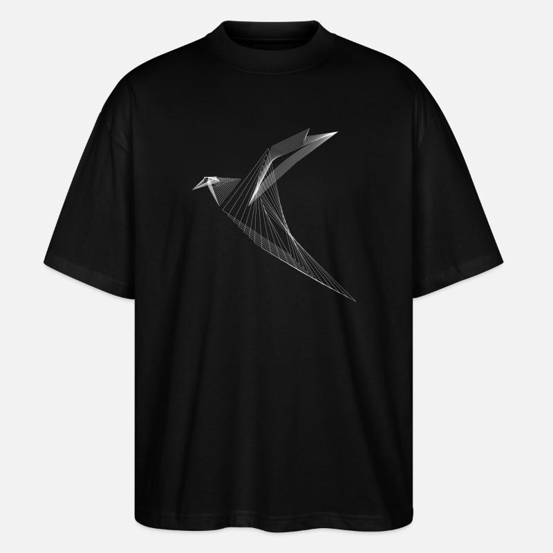 Lignes géométriques Oiseaux Minimal Design - T-shirt bio Blaster 2.0 coupe oversize Stanley/Stella Unisexe - noir