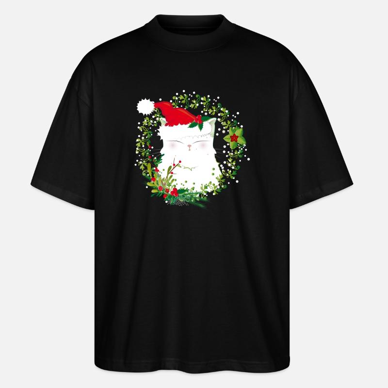 Chat de noel - T-shirt bio Blaster 2.0 coupe oversize Stanley/Stella Unisexe - noir