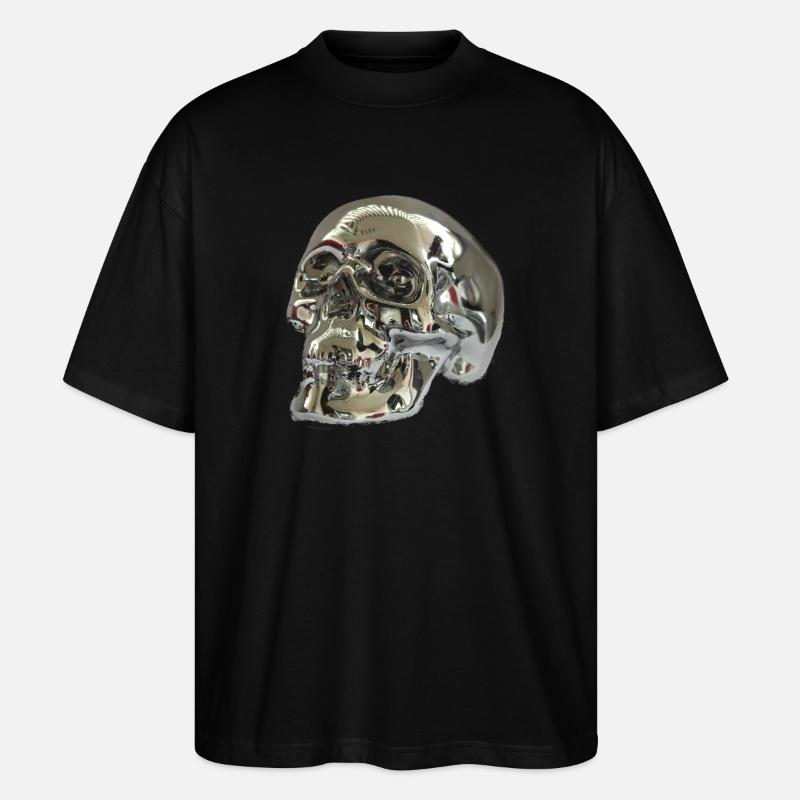 Silber Skull - Stanley/Stella Oversized Unisex Bio T-Shirt Blaster 2.0 - Schwarz