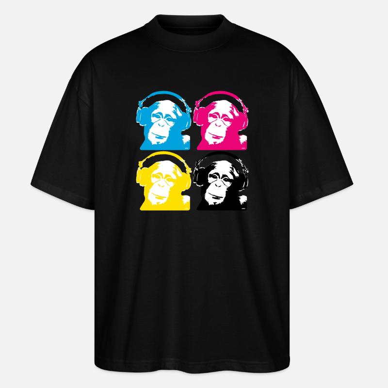 4 dj monkeys - Stanley/Stella Oversized Unisex Bio T-Shirt Blaster 2.0 - Schwarz