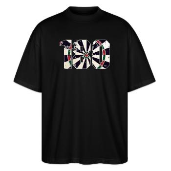 Dart Darts 180 Pfeil Pfeile Sport Glücksspiel Vate - Stanley/Stella Oversized Unisex Bio T-Shirt Blaster 2.0 - Schwarz - Vorne - Alina (178cm) & Michal (187cm)