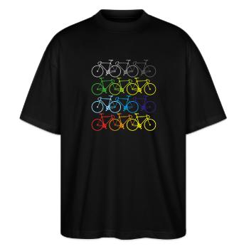 sommer fahrrad t-shirt sport - Stanley/Stella Oversized Unisex Bio T-Shirt Blaster 2.0 - Schwarz - Vorne - Alina (178cm) & Michal (187cm)