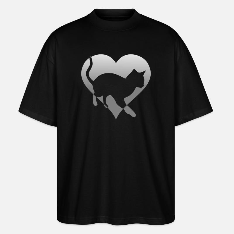 Katze Kätzchen in einem Herz - Stanley/Stella Oversized Unisex Bio T-Shirt Blaster 2.0 - Schwarz