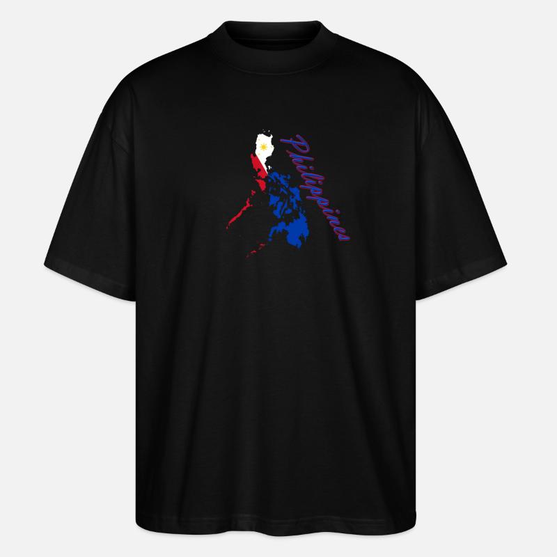 Philippinen Flaggenkarte Script - Stanley/Stella Oversized Unisex Bio T-Shirt Blaster 2.0 - Schwarz