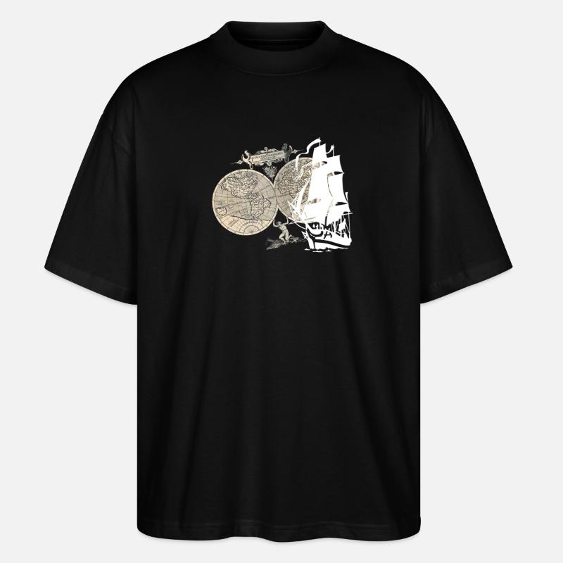 Ship + Map - Stanley/Stella Oversized Unisex Organic T-shirt Blaster 2.0 - black