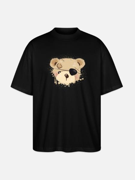 Teddy with eye patch - Stanley/Stella Oversized Unisex Organic T-shirt Blaster 2.0 - black