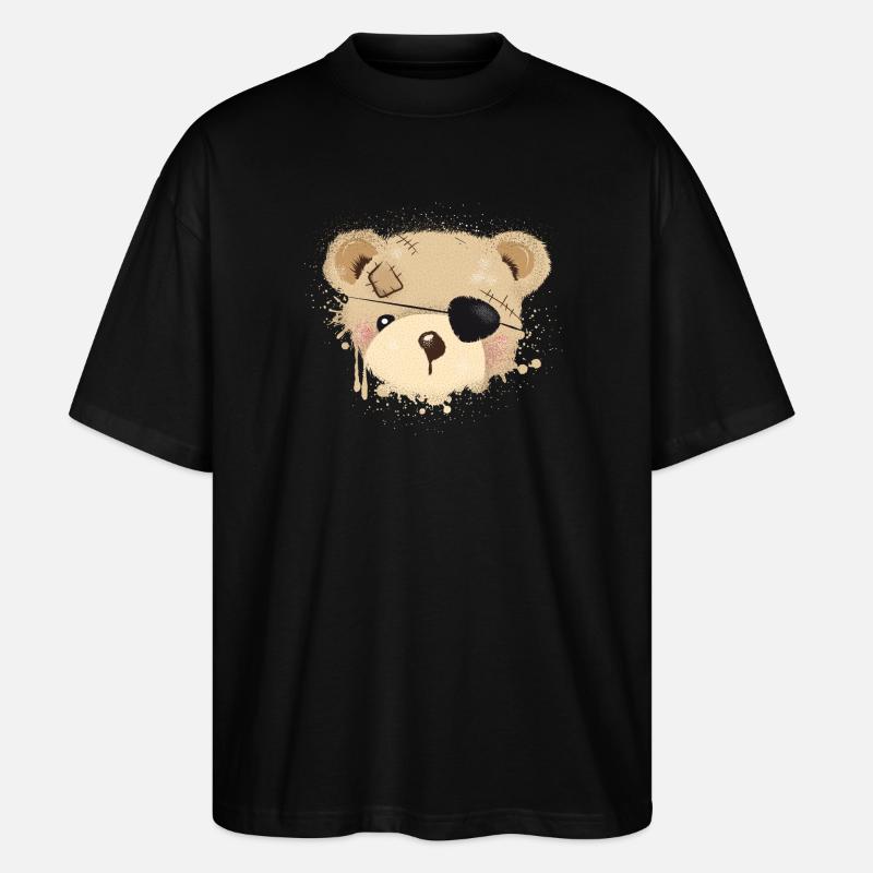 Nounours avec cache-œil - T-shirt bio Blaster 2.0 coupe oversize Stanley/Stella Unisexe - noir