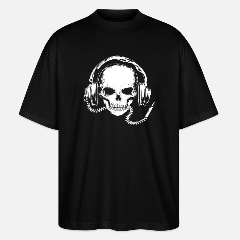 Crâne avec des écouteurs - T-shirt bio Blaster 2.0 coupe oversize Stanley/Stella Unisexe - noir