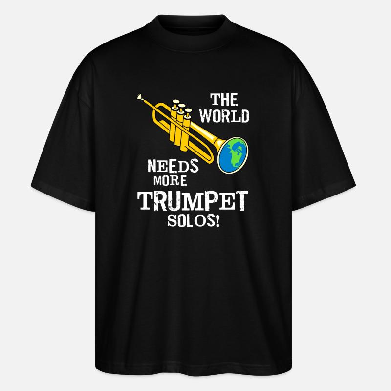 Trompette Solos Texte Blanc - T-shirt bio Blaster 2.0 coupe oversize Stanley/Stella Unisexe - noir