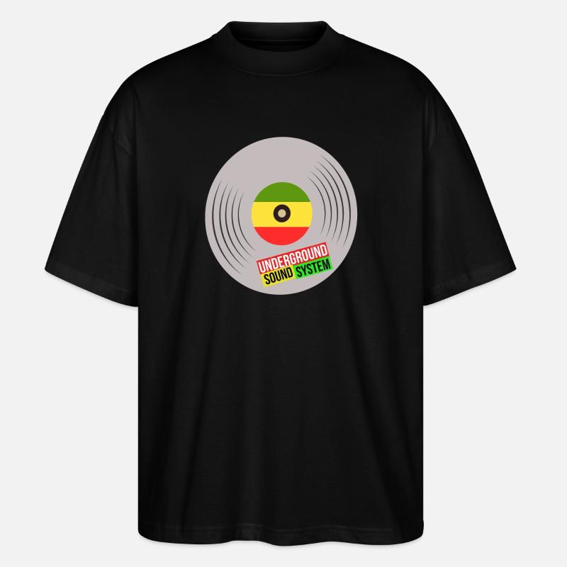 Système sonore vinyle souterrain - T-shirt bio Blaster 2.0 coupe oversize Stanley/Stella Unisexe - noir