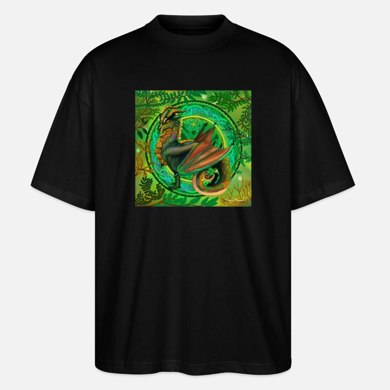 dragon vert forestier - T-shirt bio Blaster 2.0 coupe oversize Stanley/Stella Unisexe - noir