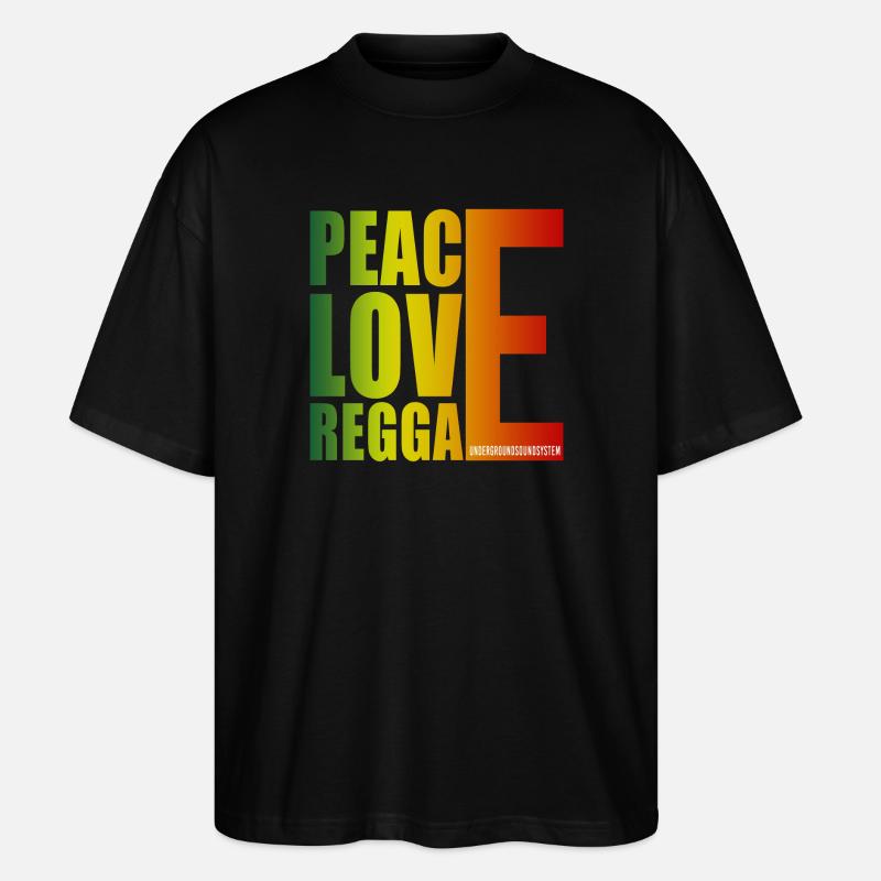 Peace Love Reggae Gradient - Stanley/Stella Oversized Unisex Bio T-Shirt Blaster 2.0 - Schwarz