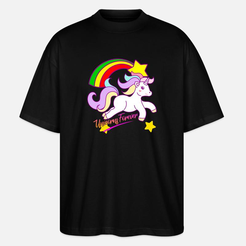 Regenbogen-Einhorn Forever - Stanley/Stella Oversized Unisex Bio T-Shirt Blaster 2.0 - Schwarz