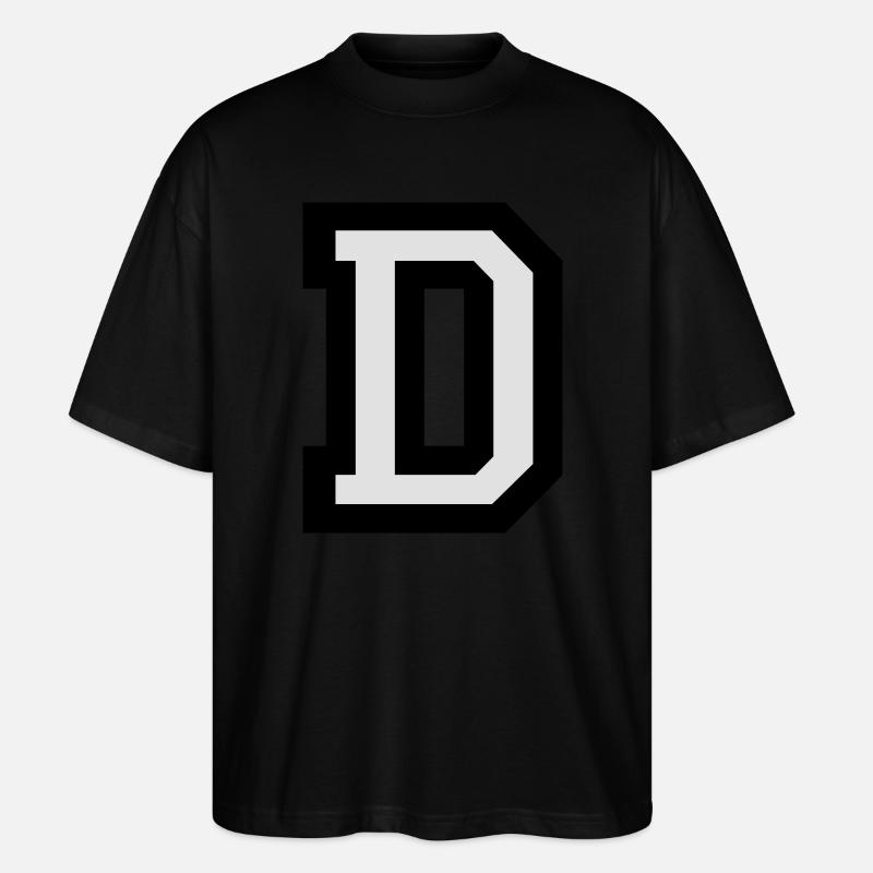 Buchstabe D - Stanley/Stella Oversized Unisex Bio T-Shirt Blaster 2.0 - Schwarz