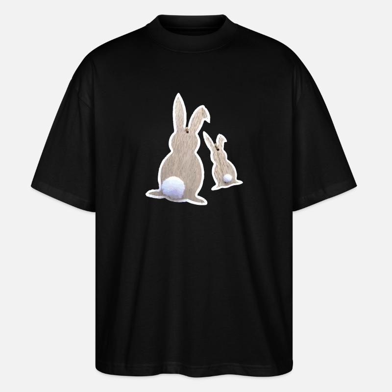 Easter bunnies from behind - Stanley/Stella Oversized Unisex Organic T-shirt Blaster 2.0 - black