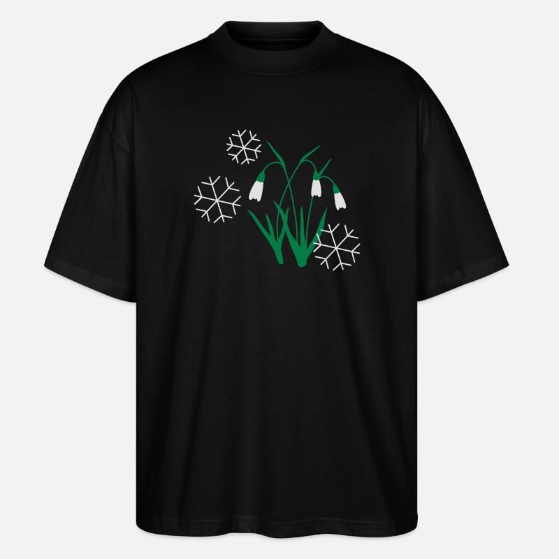 schneegloeckchen blume schnee winter - Stanley/Stella Oversized Unisex Bio T-Shirt Blaster 2.0 - Schwarz