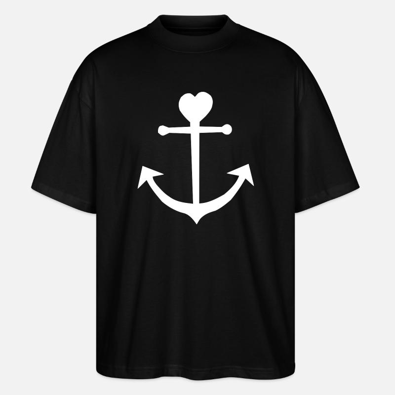 Ancre cœur avec pointe cœur - T-shirt bio Blaster 2.0 coupe oversize Stanley/Stella Unisexe - noir