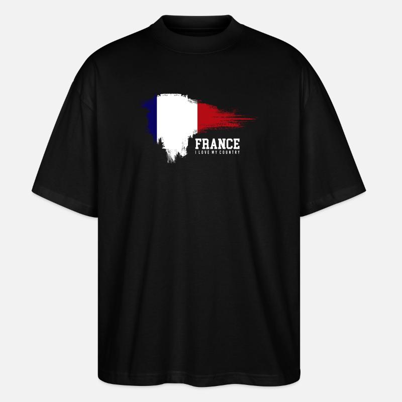 Frankreich Flagge Brush Pride - Stanley/Stella Oversized Unisex Bio T-Shirt Blaster 2.0 - Schwarz