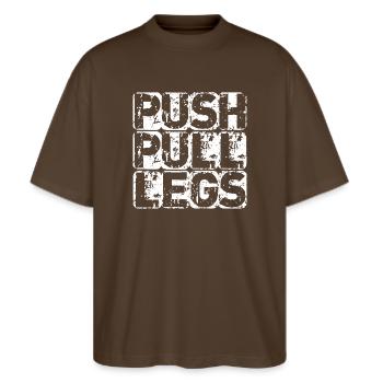 PUSH PULL LEGS - Stanley/Stella Oversized Unisex Organic T-shirt Blaster 2.0 - mocha - Front - Alina (178cm) & Michal (187cm)