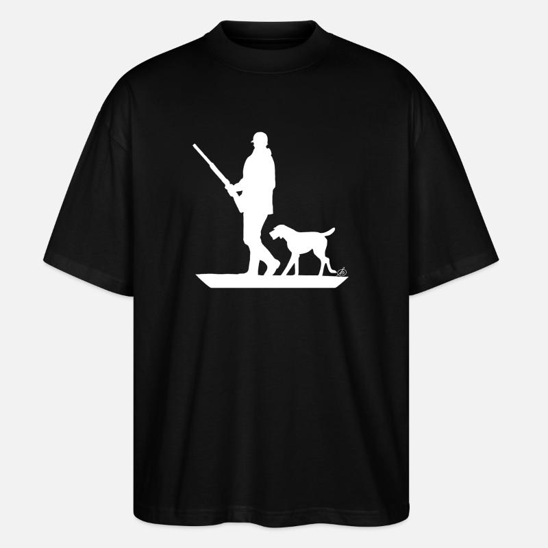 Chasseur avec chien à l'affût - T-shirt bio Blaster 2.0 coupe oversize Stanley/Stella Unisexe - noir