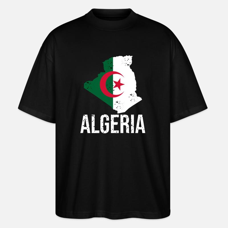 Algerische Flagge im Karten-Design - Stanley/Stella Oversized Unisex Bio T-Shirt Blaster 2.0 - Schwarz