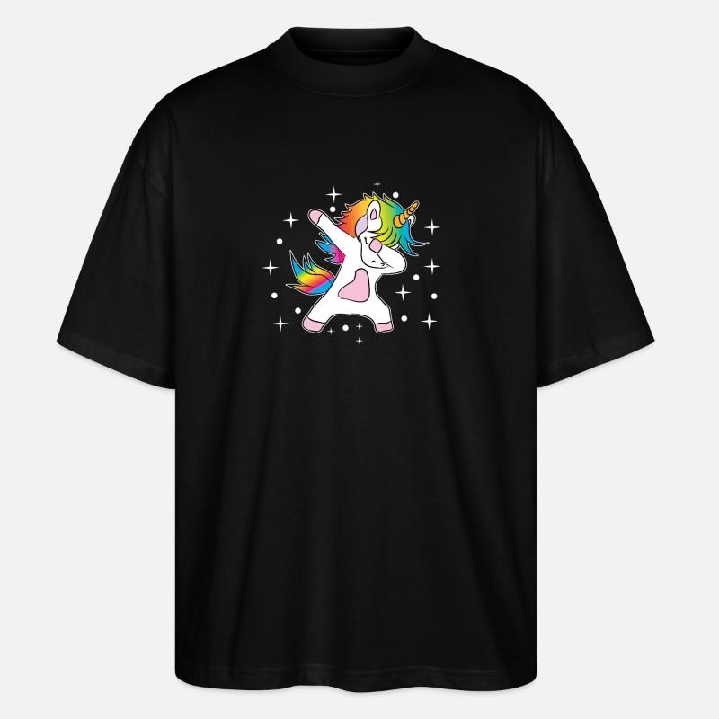Einhorn Dab Regenbogen - Stanley/Stella Oversized Unisex Bio T-Shirt Blaster 2.0 - Schwarz