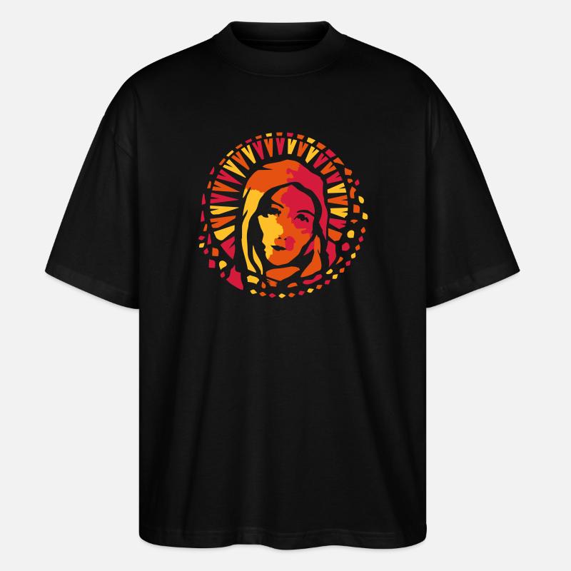 Kirchenfenster Stil Maria Mutter Gottes - Stanley/Stella Oversized Unisex Bio T-Shirt Blaster 2.0 - Schwarz