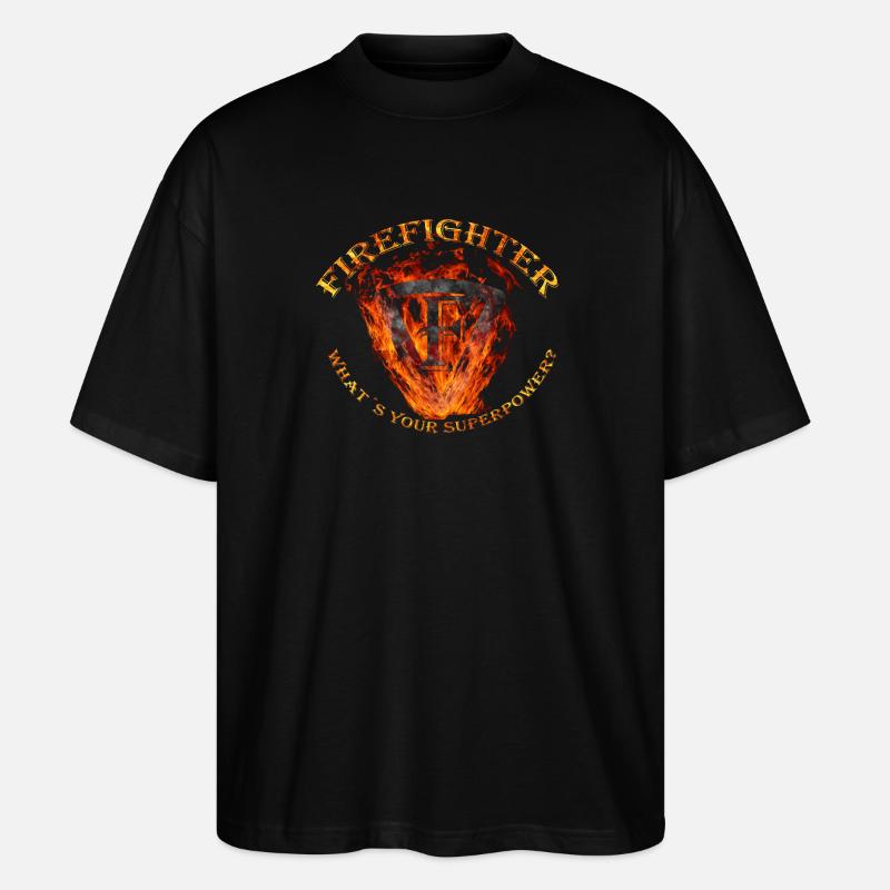 Flammenfighter Emblem - Stanley/Stella Oversized Unisex Bio T-Shirt Blaster 2.0 - Schwarz