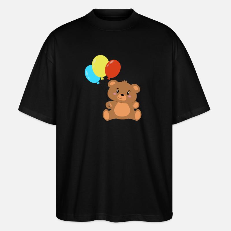 Teddybär mit Luftballons - Stanley/Stella Oversized Unisex Bio T-Shirt Blaster 2.0 - Schwarz