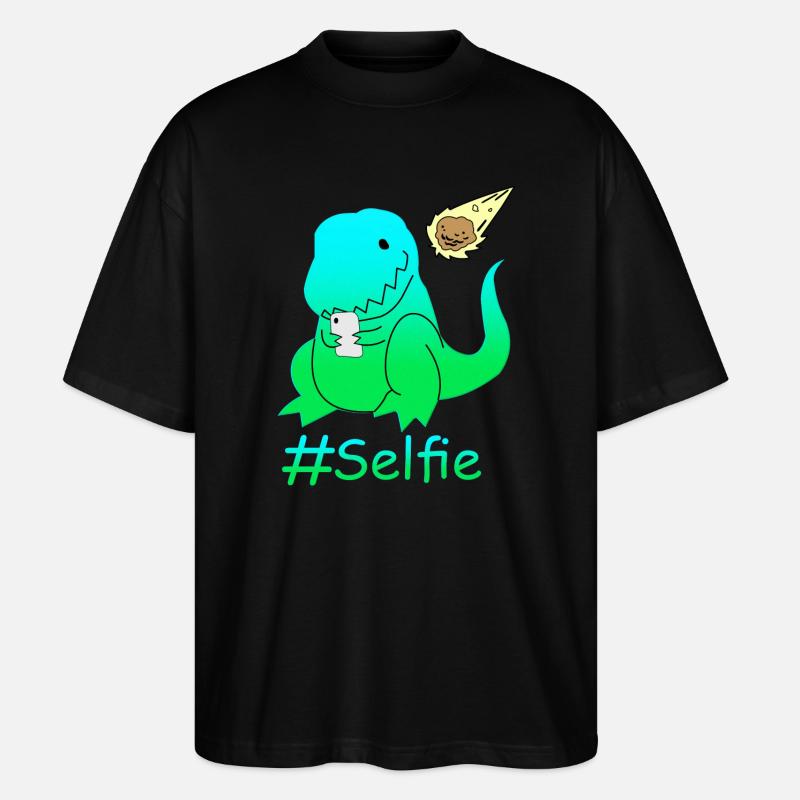 Lustiger Selfie Dinosaurier - Stanley/Stella Oversized Unisex Bio T-Shirt Blaster 2.0 - Schwarz